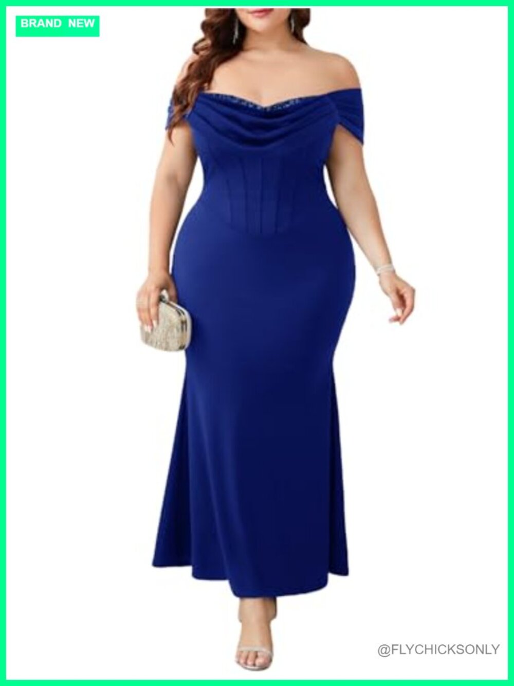Plus Size Off Shoulder Mermaid Maxi Bodycon Formal Evening Gown